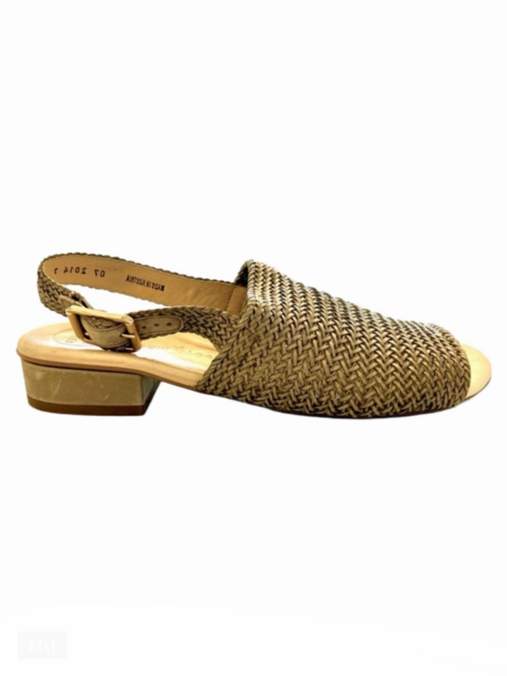 Paul Green Helena Green Size 9/9.5 Sandals Woven Leather Slingback Heels